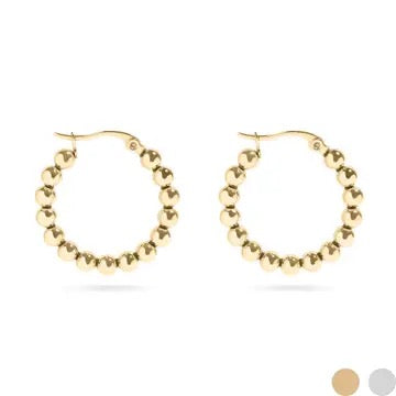 18K Gold Pvd Stainless Steel Circle Ball Hoop Earrings