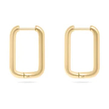 18K Gold Pvd Stainless Steel Rounded Rectangle Earrings