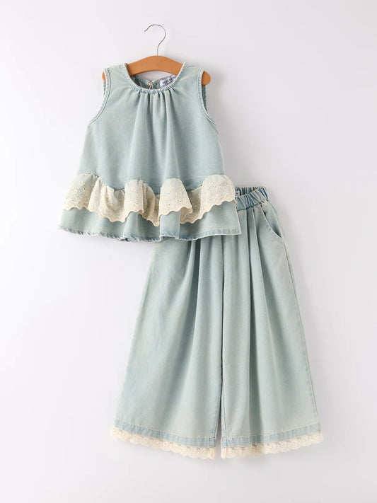 Denim Lace Girls Set