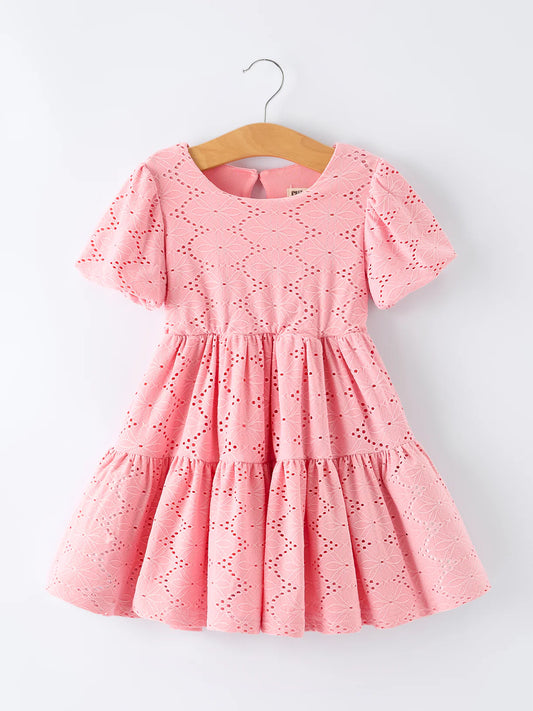 Pink Eyelet Embroidered Dress