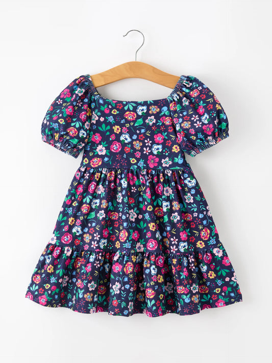 Vintage Wildflower Puff Sleeve Dress