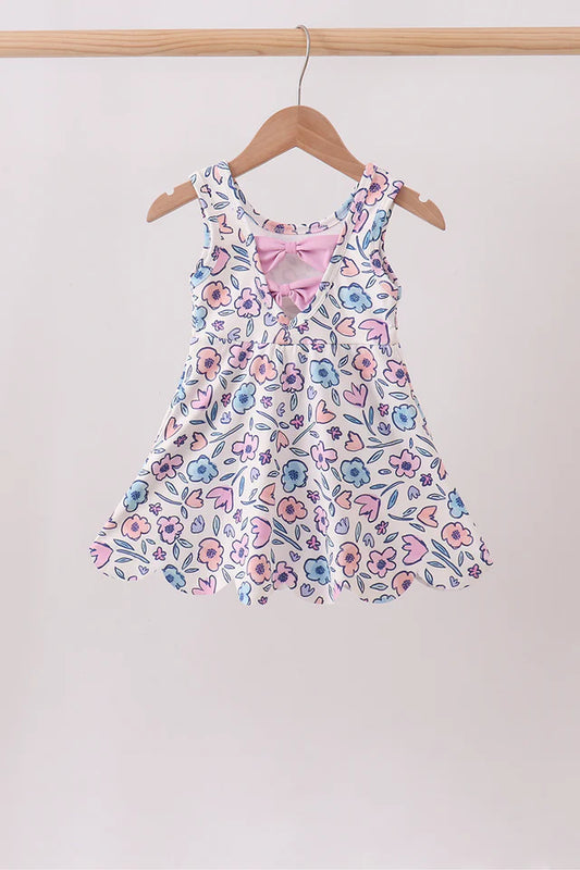 Floral Performance Scalloped Tank Dress