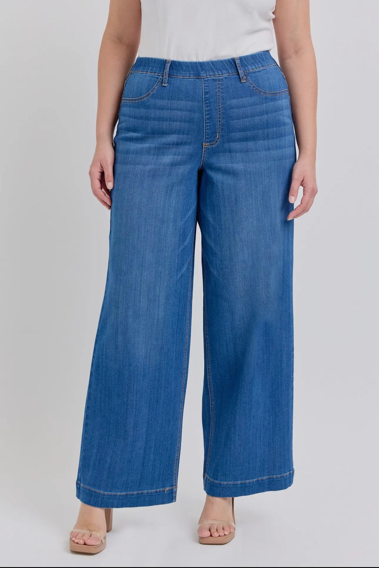 Comfort Medium High Rise Pull On Wide Leg