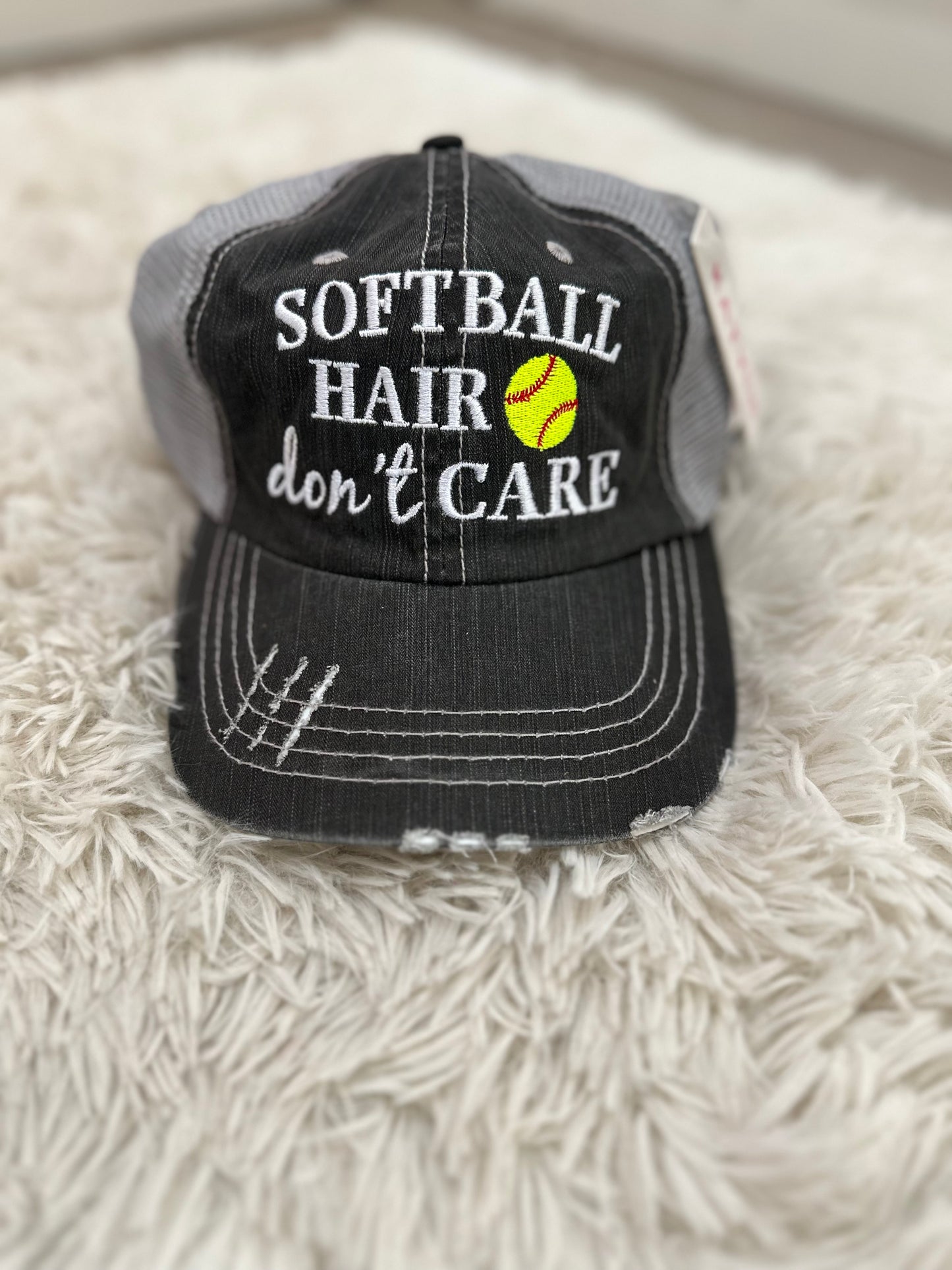 Softball Hair Don't Care Hat