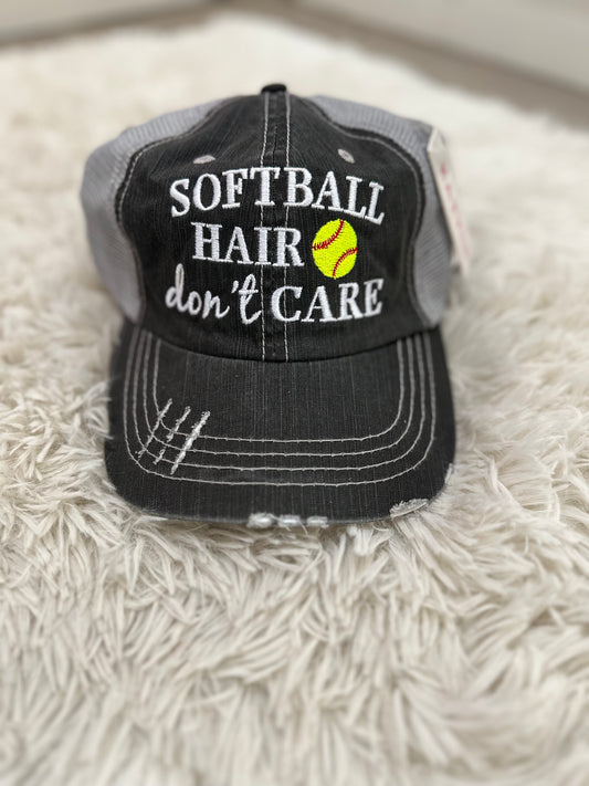 Softball Hair Don't Care Hat