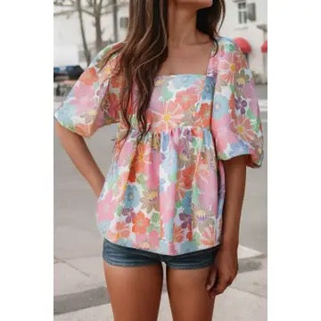Square Neck Babydoll Blouse