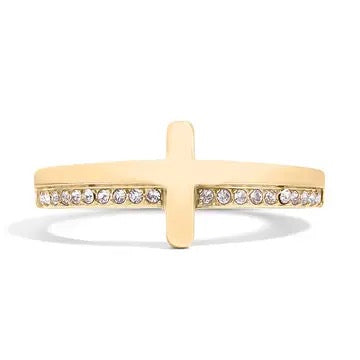 18K Gold Cross Stacking Ring
